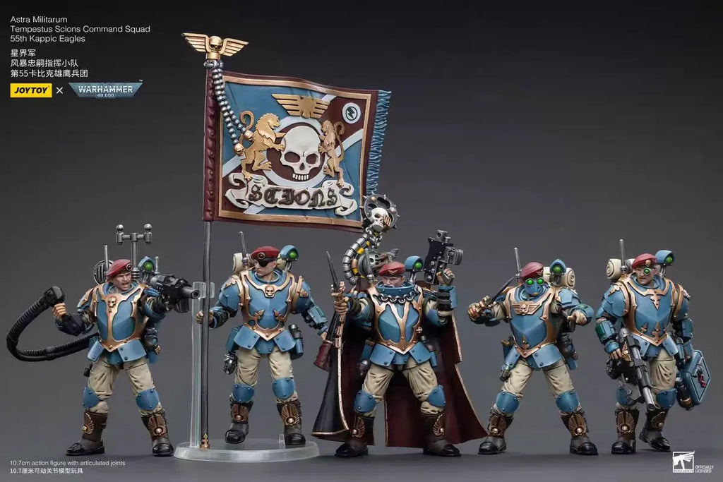 【In Stock】JOYTOY Warhammer 40K Astra Militarum Tempestus Scions Command Squad 55th Kappic Eagles 5PCS 1/18 Anime Figure