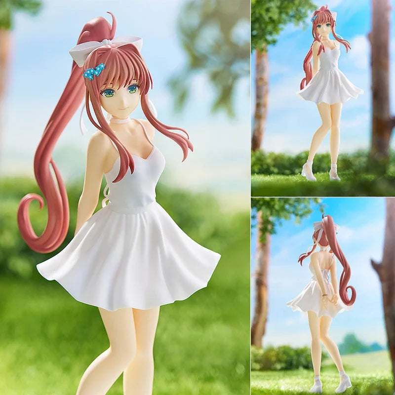 17cm POP UP PARADE Literature Club! Monika White Dress Anime Figure Sayori Action Figure Yuri/Natsuki Figure Model Doll Toy Gift