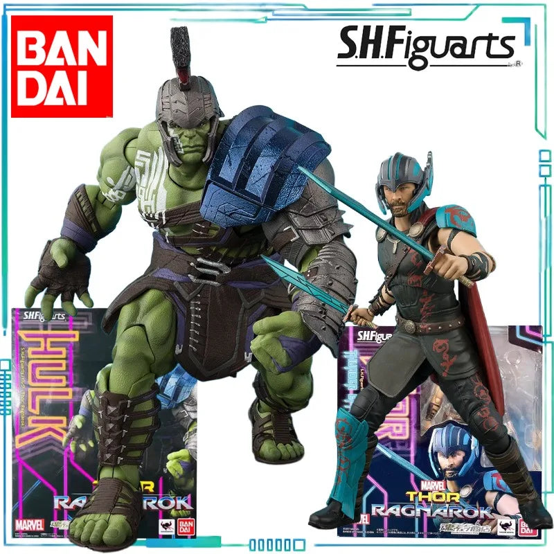 Bandai Genuine S.H.Figuarts SERIES Thor: Ragnarok THOR and  Hulk Finished Product Movable Model Retro Toy Collection As A Gift