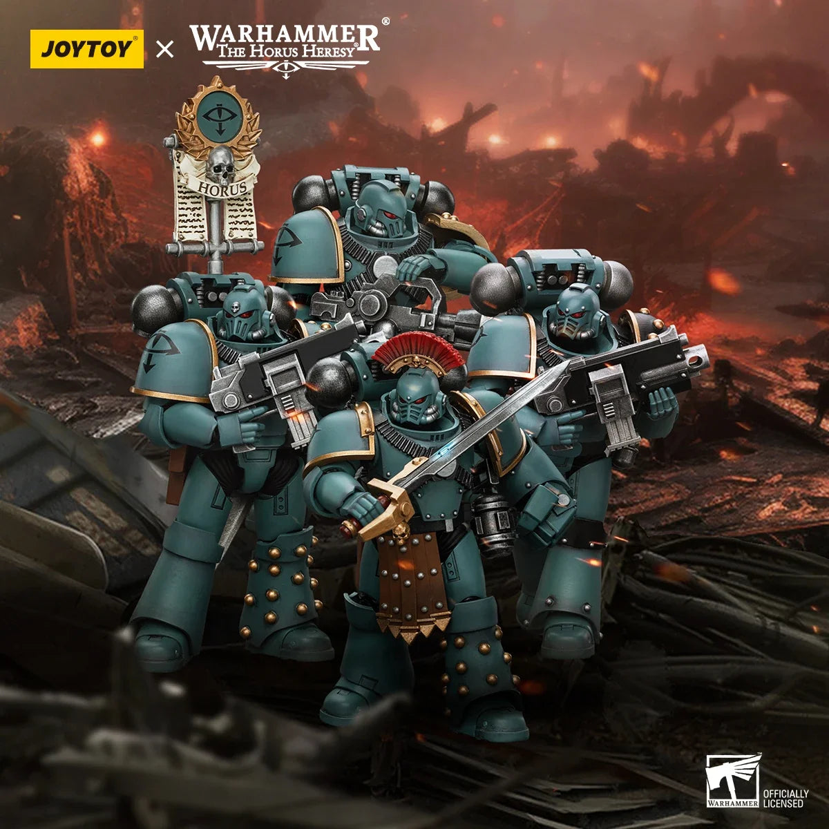 JOYTOY Warhammer 40k 1/18 Action Figures Anime 12cm Sons of Horus MKIV Tactical Squad Collection Model Toys