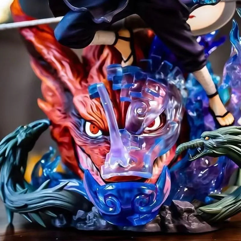 34cm Animation Figure Uchiha Madara JT Version Battle Form Glow Anime Collection Model Desktop Ornaments Holiday Gifts Kids Toys