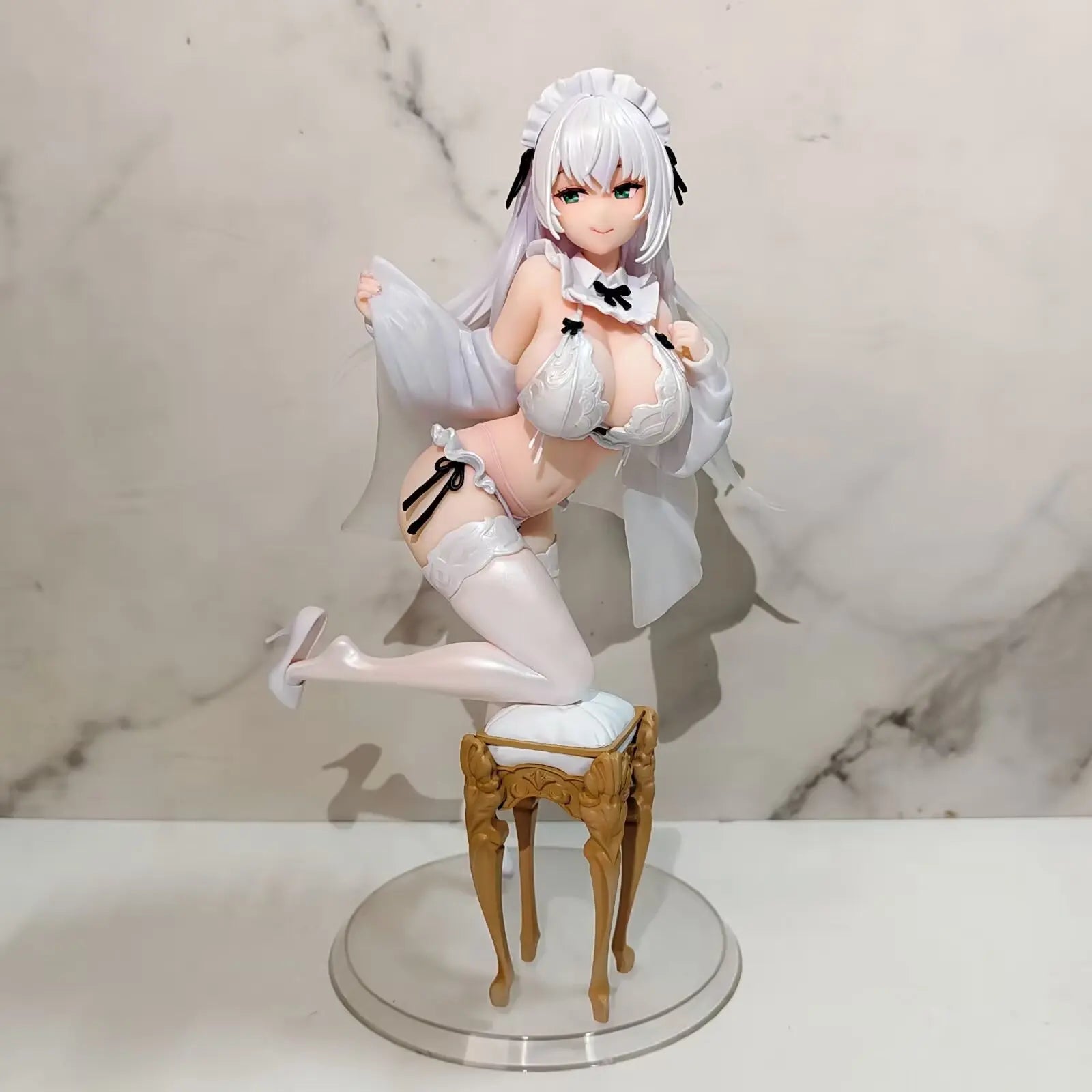 26cm Anime Girl Chair Kneeling Pose Action Figure Model Statue for Desktop Decoration Collectible Robot Toy