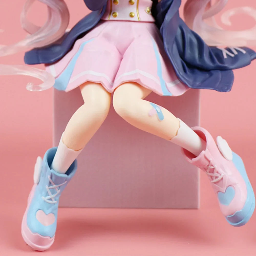 New Hatsune Miku Anime figure Pink sakura sitting position  PVC Action figure model toy decoration collect gifts