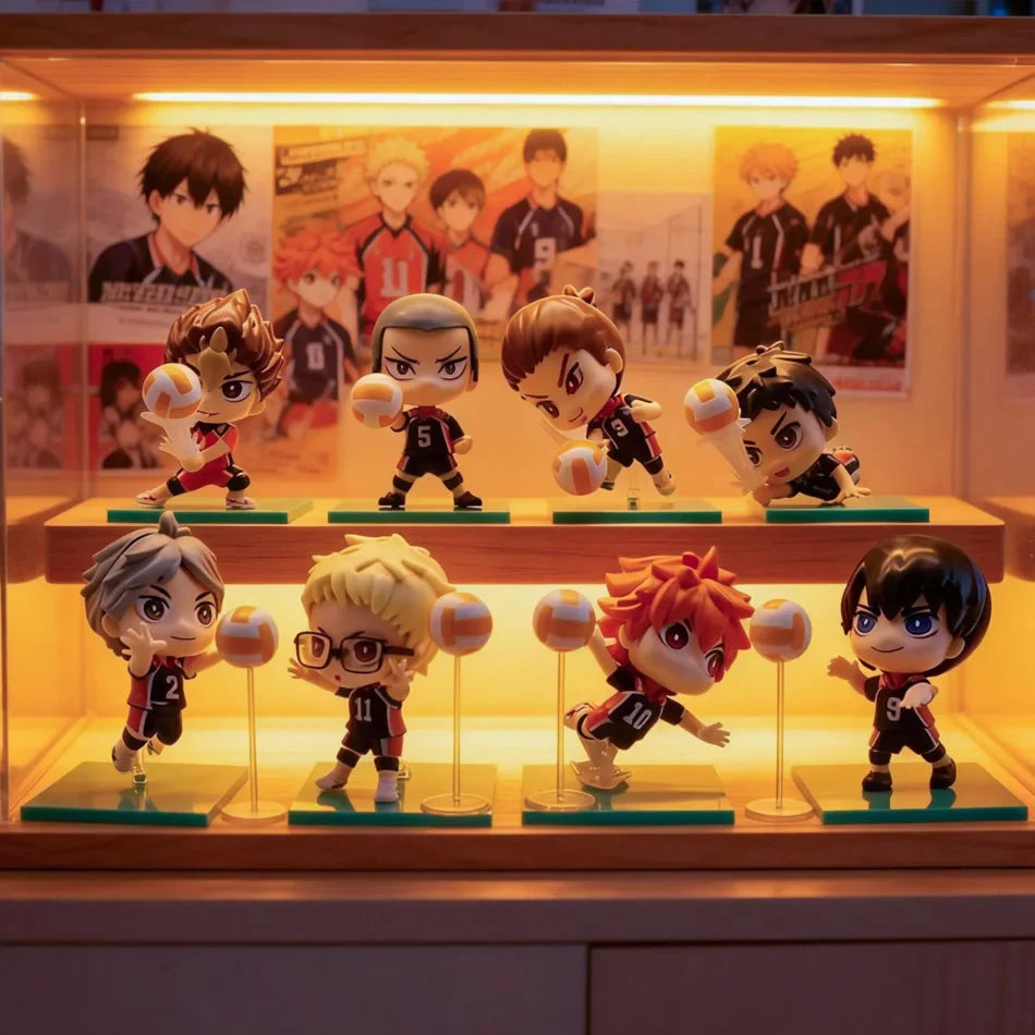 8pcs volleyball Hinata Shoyo & Kageyama Tobio | Cute Chibi Anime Figures | Anime Merch Collectible, Ideal Birthday Gift