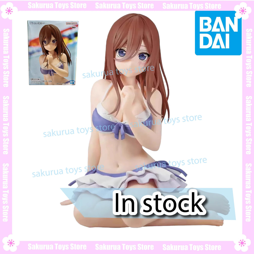 In Stock Bandai Genuine Celestial Five-Equal Bride Nakano Miku Swimsuit Scenery Figures Action Figure Collection Gift
