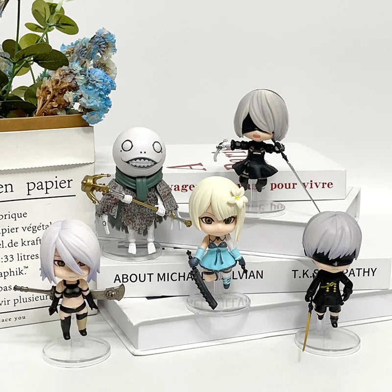 Anime Figures 5PCS NieR Automata 2B Action Mechanical Lifeform Anime Figurine Statue Pvc Model Doll Collection Toy Gift Kids