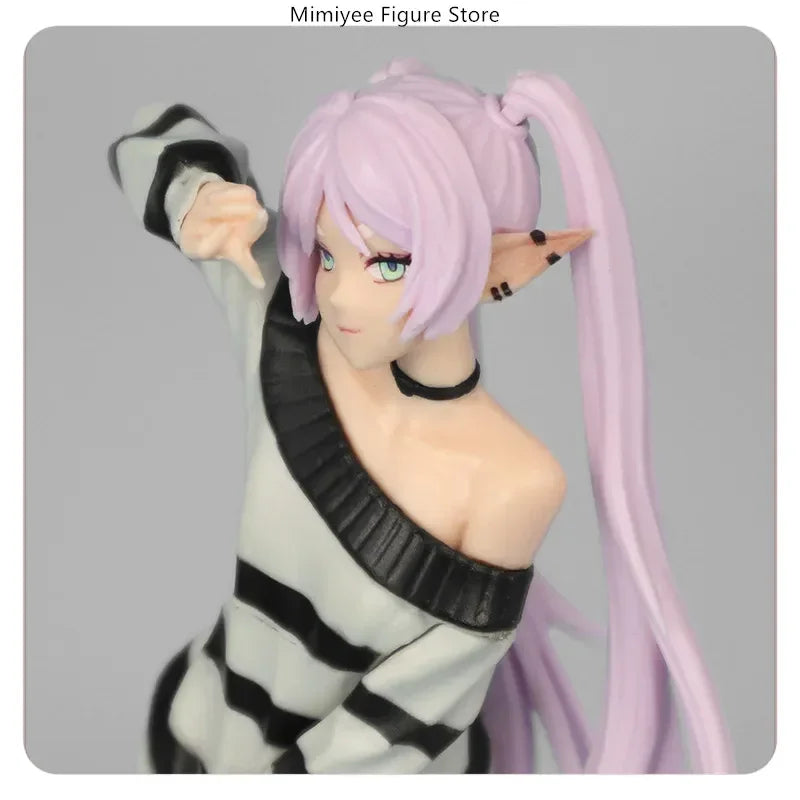 18.5cm Anime Figure - Frieren beyond Journey's End Striped Casual Wear Standing Victory Pose Model Statue Collectible Toy