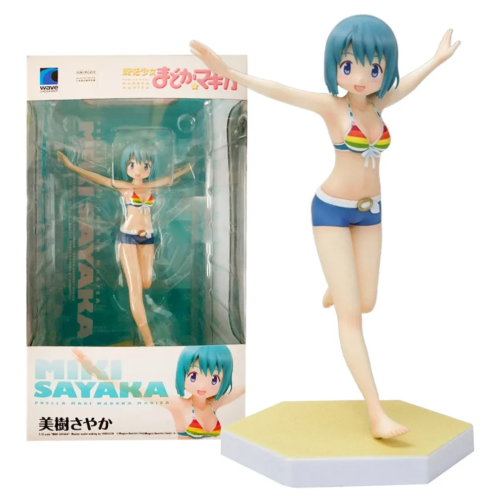 17CM Anime Mahou Shoujo Madoka Magica Miki Sayaka Figure Beach Queens 1/10 Swimsuit Ver Model Toy Gift Collection Aciton Figure