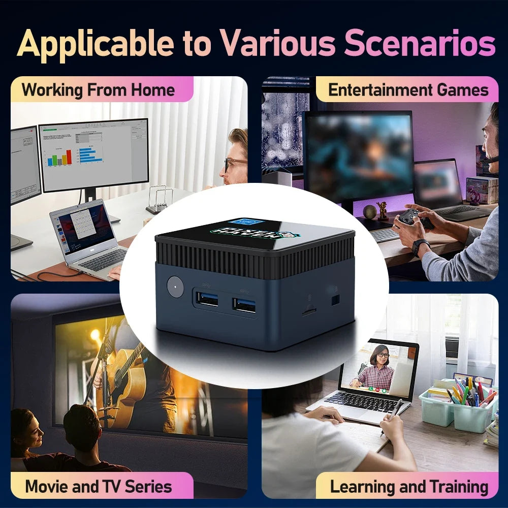 JMachen Pixel Haven Mini PC Box Windows 11&Retrobat&Playnite with 38200+Games for PS3/2/1/PSP/MAME/Wii Plug and Play Intel N100