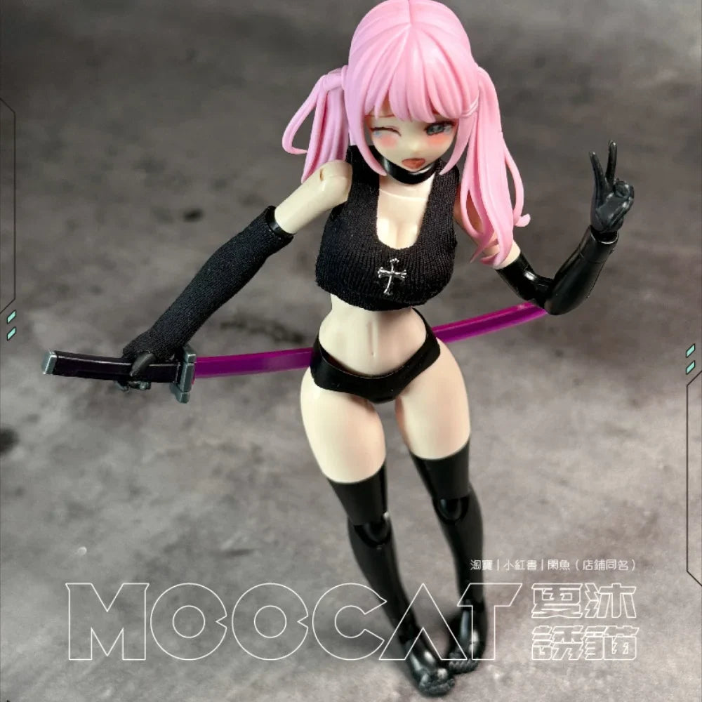【20days made】 1/12 Female Soldier Girl Trendy Black Shirt Vest Handsome Fit OB11 Kotobukiya Romankey 6in Action Figure Model