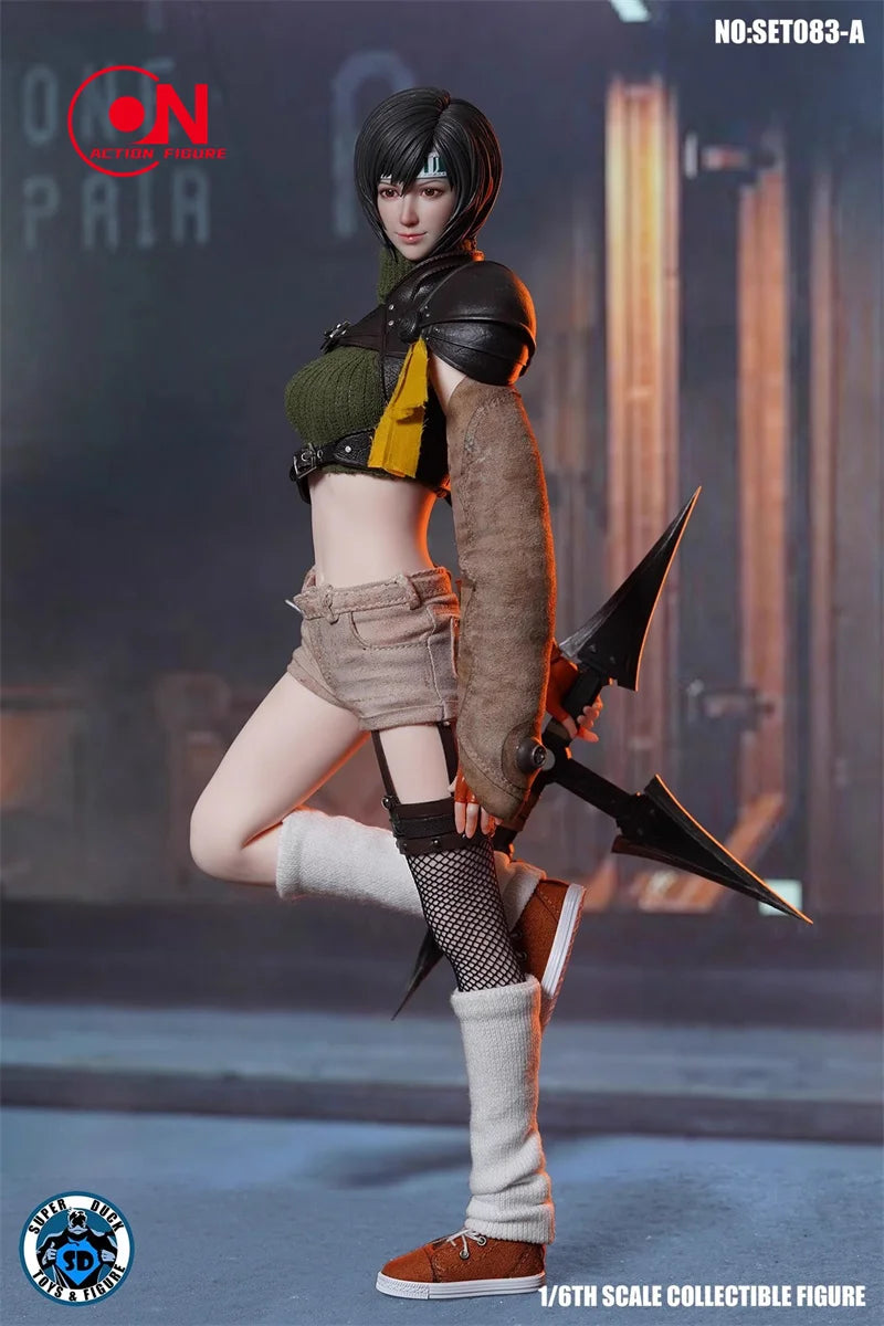 SUPER DUCK SET083 1/6 FF7 Yuffie Head Sculpt Costume Clothes Model Fit 12'' TBL PH S16A S18A Female Action Figure Body