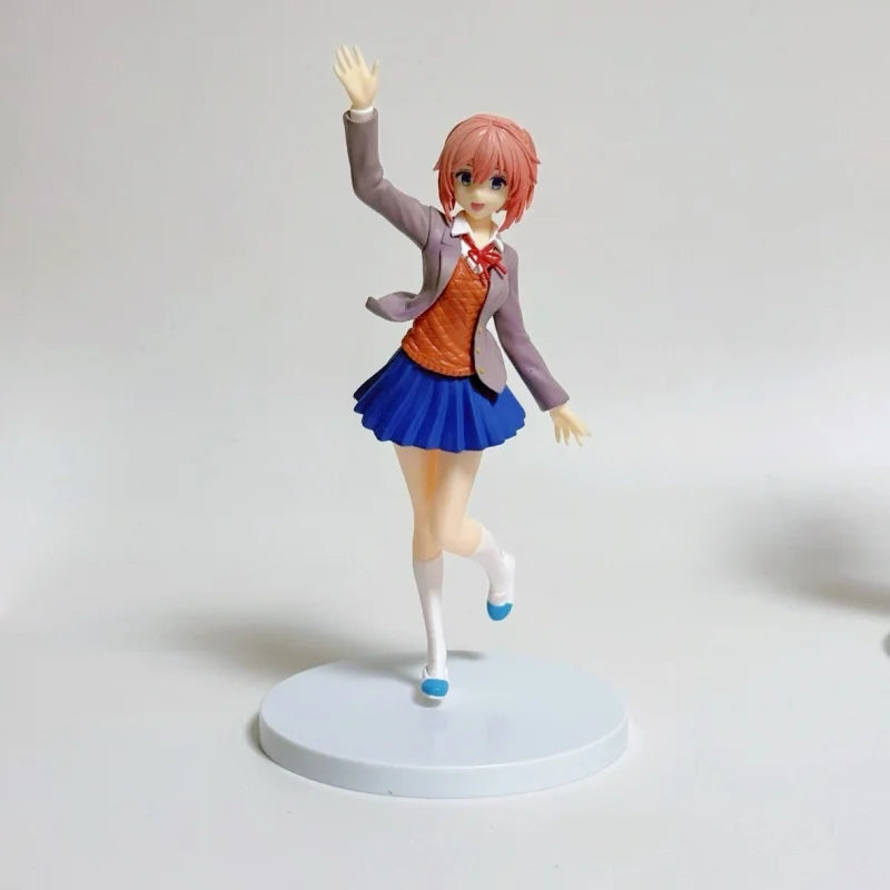 New Anime Doki Literature Student Uniform Club Action Figure Model Cute Pretty Girl Toy Monika Sayori Collectible Toy Xmas Gifts