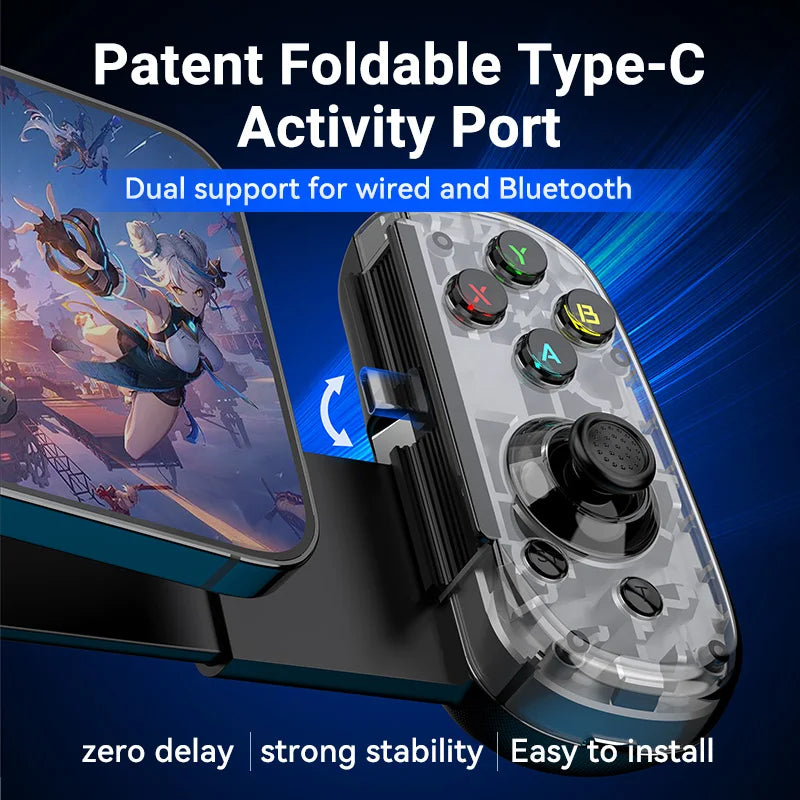 BSP-D6mini Wireless Gaming Stretching Controller for Switch/PC/Android/iOS Hall Joysticks Foldable Type-C Interface Gamepad NEW