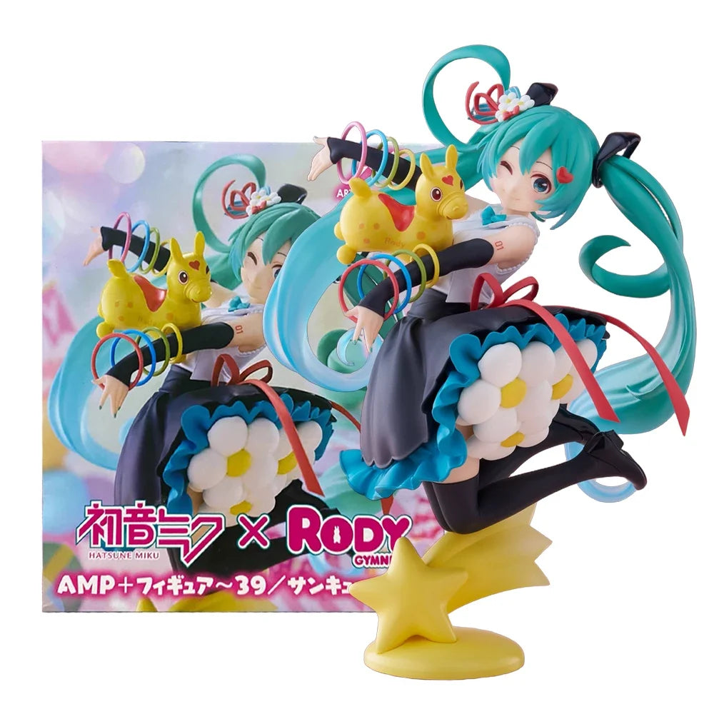 19CM BANDAI Hatsune Miku Figure Co-branded Rody Piapro Characters Artist Master Piece Scene Model Toy Doll Aciton Figure PVC