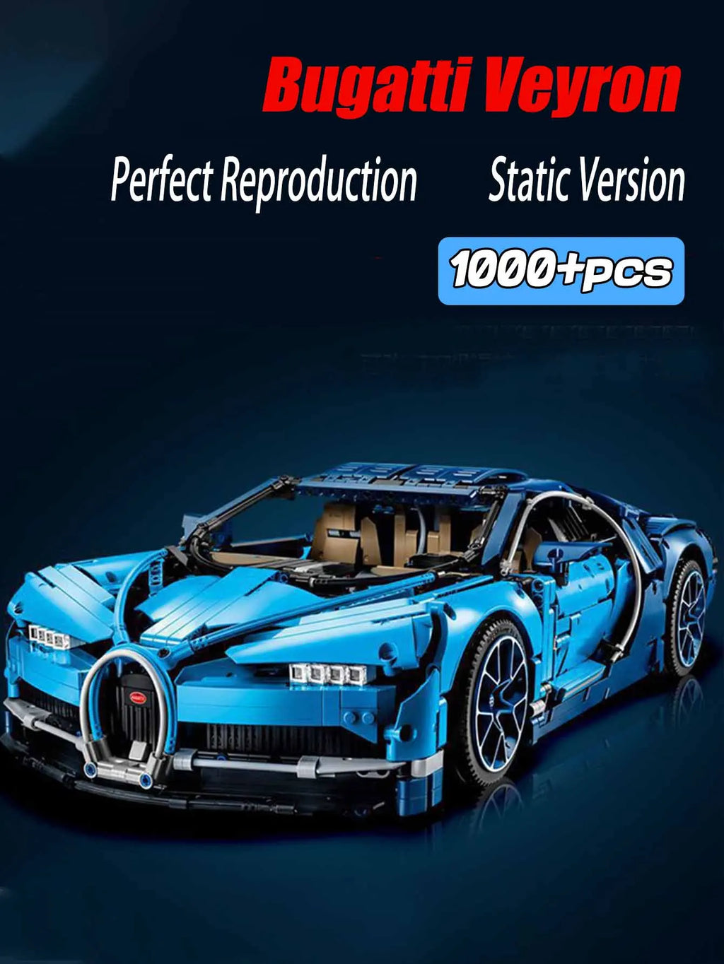 Bilibili Animation Blue Sports Car 1000+pcs Building Blocks Mechanical Assembly Model Car Toy (Static Version)