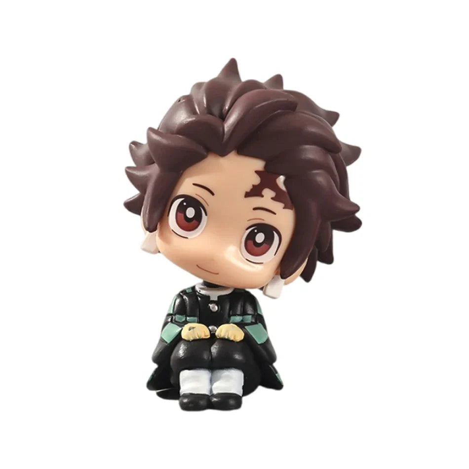 8/9cm Anime Cute Q Versão Demon Slayer Action Figure Sentada Tanjiro Kamado Nezuko PVC Action Model Kid Toy Gift