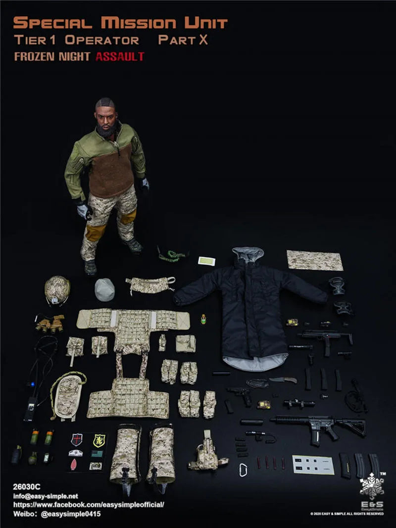Collection Easy&Simple Es 26030C  1/6 Male Soldier U.S. Seal Night Raid Team Battle Suit Version Full Set 12" Action Figure