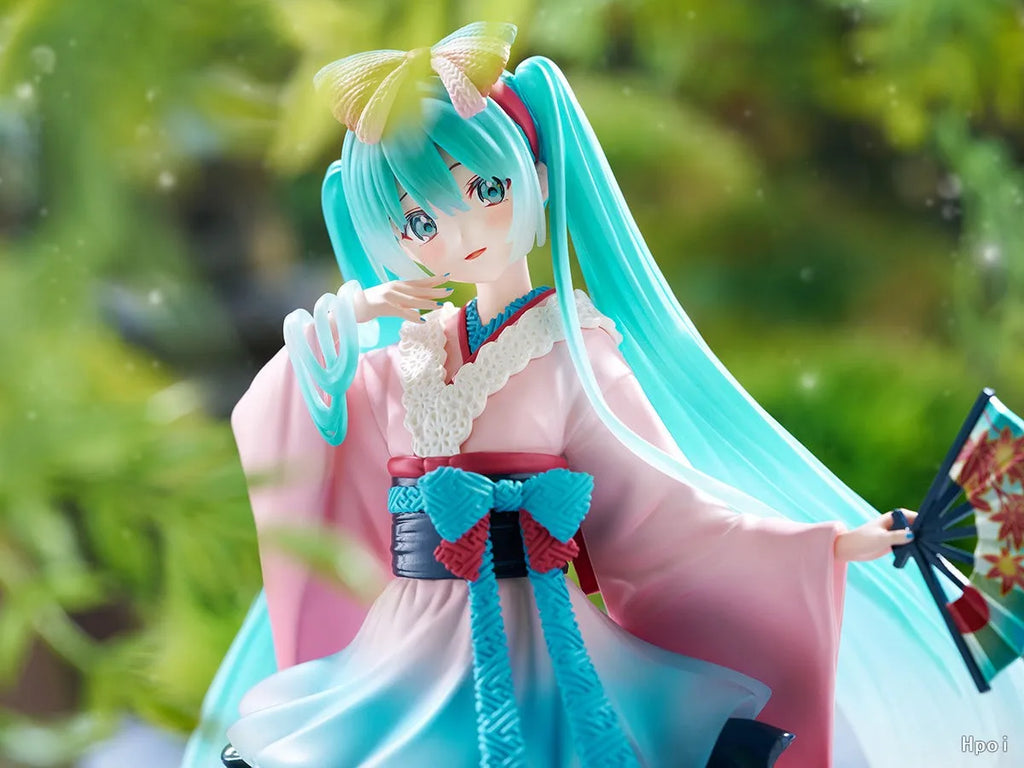 BANDAI 23CM Anime Vocaloid Hatsune Miku Figure Tenitol Neo Tokyo Series Kimono Dress up Model Toy Doll Collection Aciton Figure