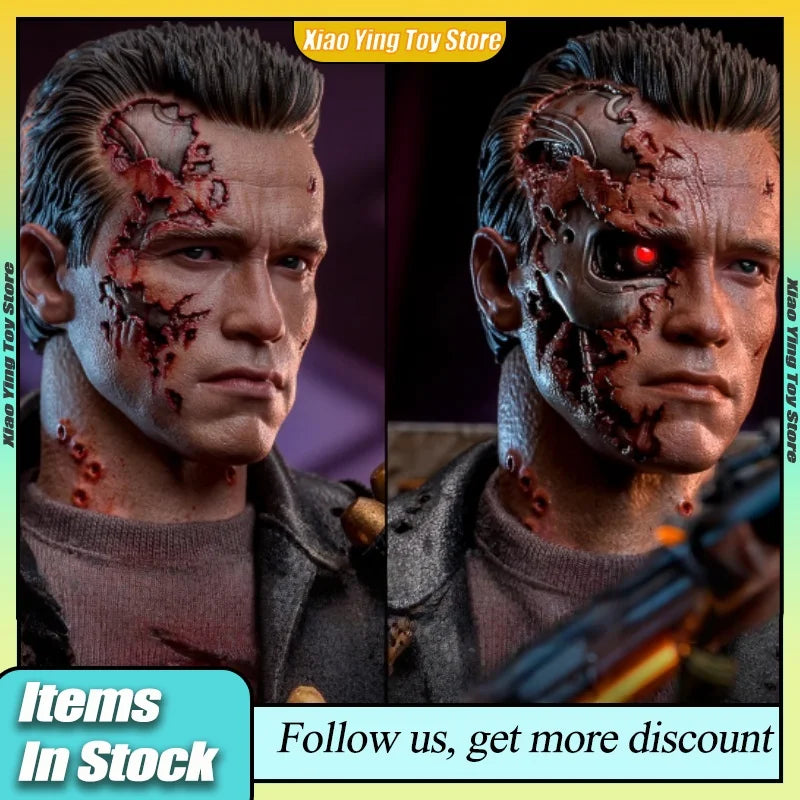 Ht 1/6 Dx46 Terminator 2: Judgment Day T-800 Battle Damage Action Figure Movie Peripheral Movable Collection Toy Decoration Gift