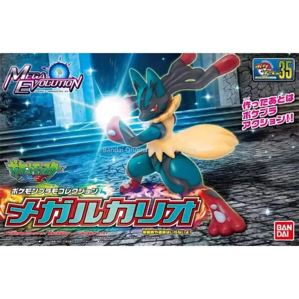 In Stock Bandai Original Box POKEMON Poke Pla Mega Lucario Aninm Full Action Assembly Figure Model Toy Gifts for Kids