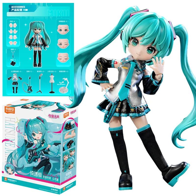 Blokees Hatsune Miku Action Figure DIY Q version Joint Mobility Anime Assembly Figurine Toy Cartoon Doll Collection Modle Gifts