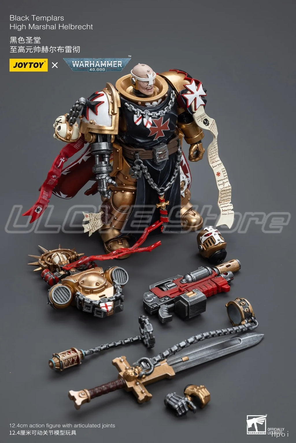 JOYTOY Warhammer 40K Black Templars High Marshal Helbrecht 1/18 Action Figure Model