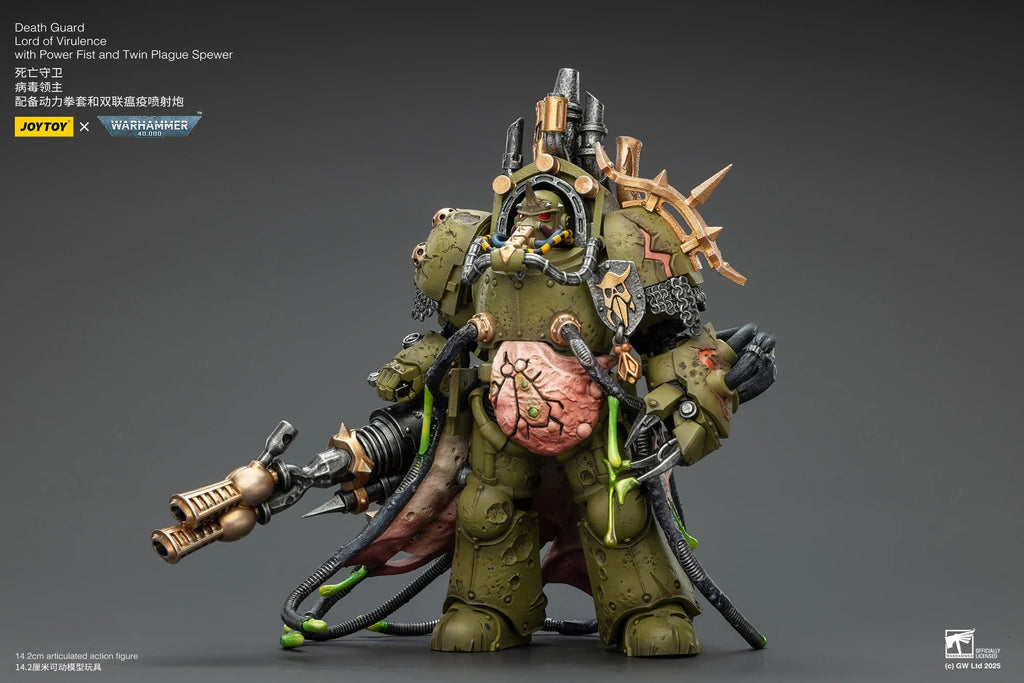 【SF】JOYTOY Warhammer 40K 1/18 Action Figure Death Guar Lord of Virulence with Power Fist and Twin Plague Spewer Model Toys Gifts