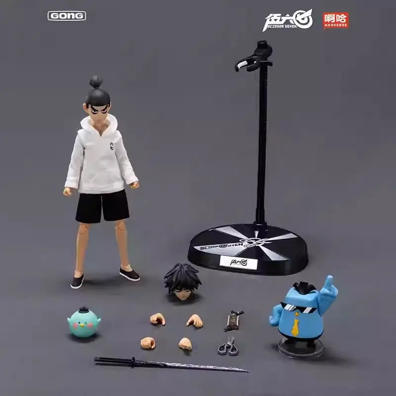 Gong Scissor Seven Action Figure Original Collectible Model Movable Joint Cloth Gown Set Desktop Decoration Toy Display Gift