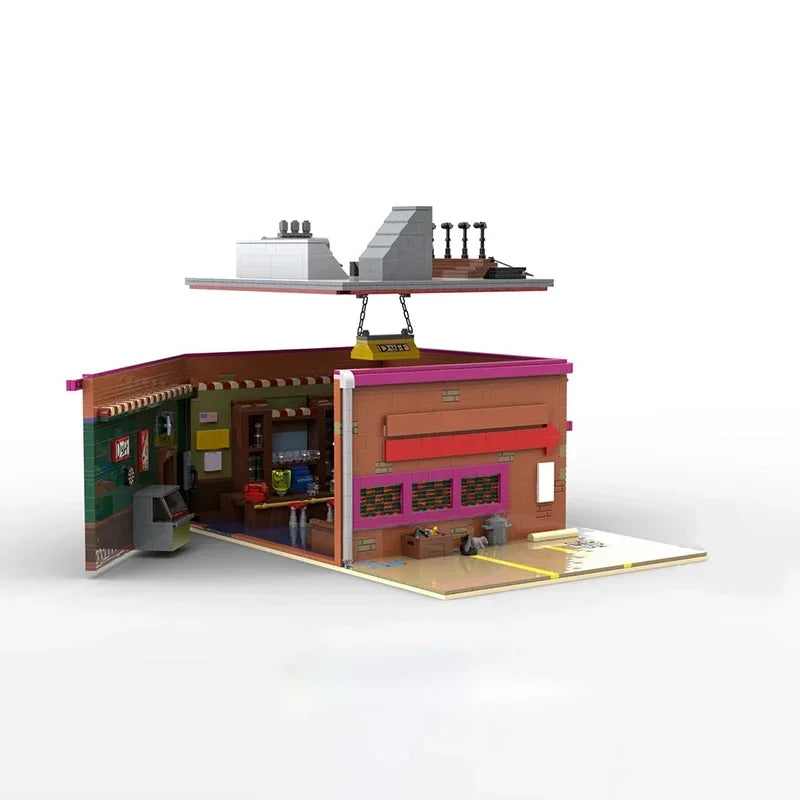City Street View Model Moc Building Bricks Springfield Tavern Architecture Technology Modular Block Gift Christmas Toy DIY Set