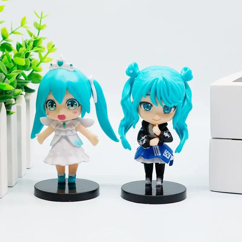 Anime Hatsune Miku Action Figures Set Mini Q Version Character PVC Model Table Decorations Ornaments Collectible Toys Gifts