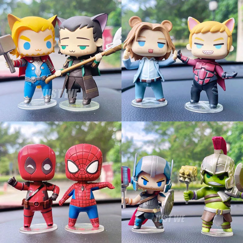 The Avengers Captain Q Edition Figure America Winter Soldier Spiderman Figure Handmade Desktop Ornament Creative Collectible Toy