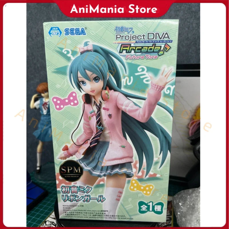 Hatsune Miku Anime Miku Ribbon Girl Project DIVA Arcade Future Tone Action Figures Model Figurine Original Figuarts