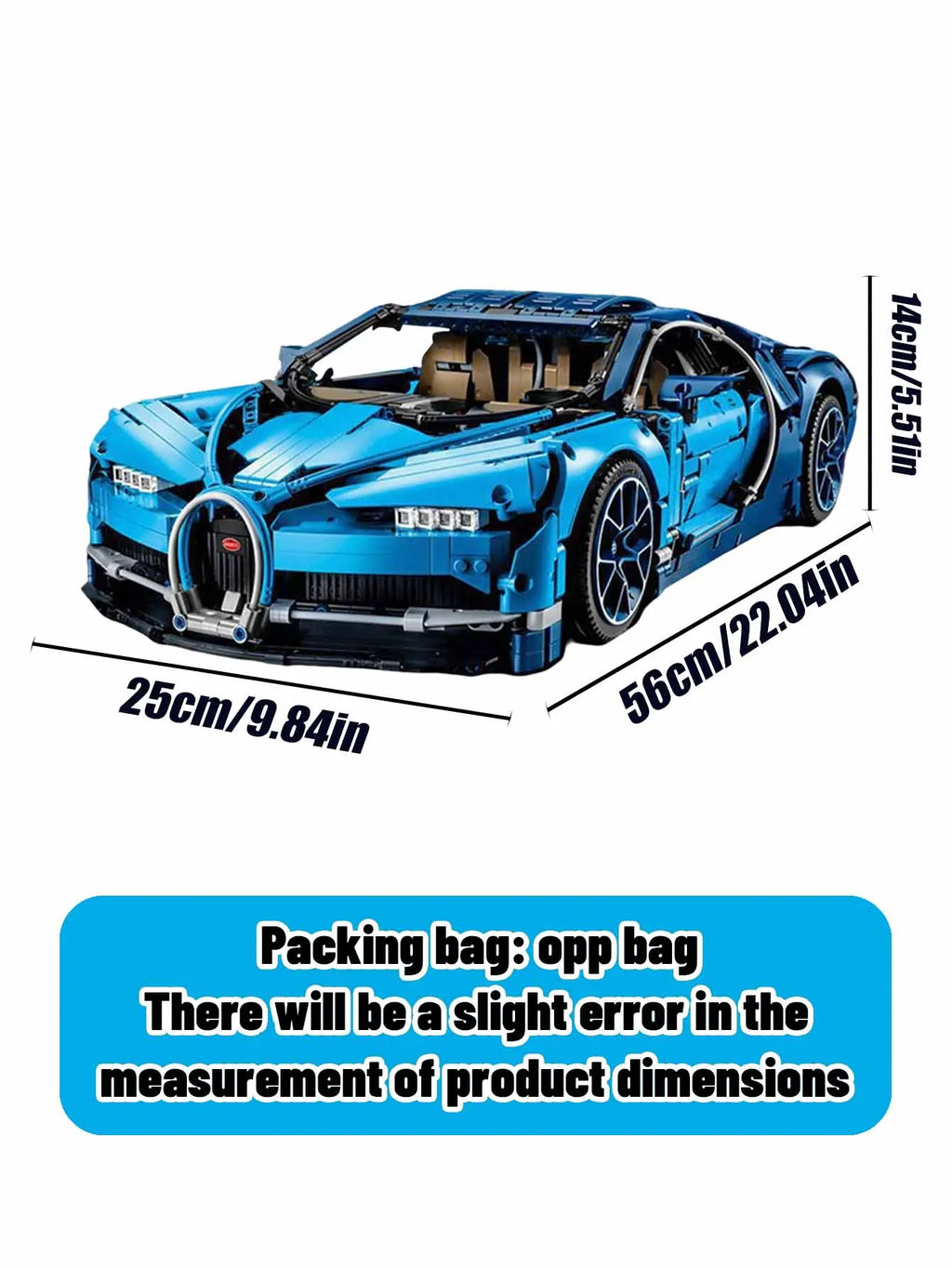 Bilibili Animation Blue Sports Car 1000+pcs Building Blocks Mechanical Assembly Model Car Toy (Static Version)