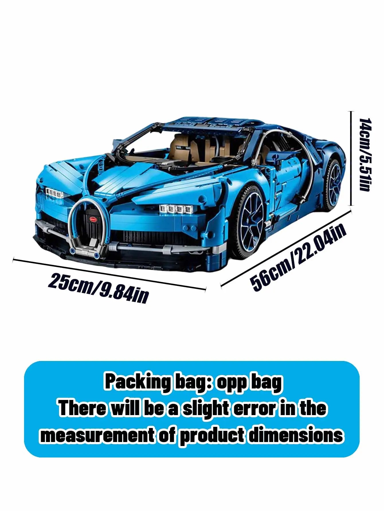 Bilibili Animation Blue Sports Car 1000+pcs Building Blocks Mechanical Assembly Model Car Toy (Static Version)