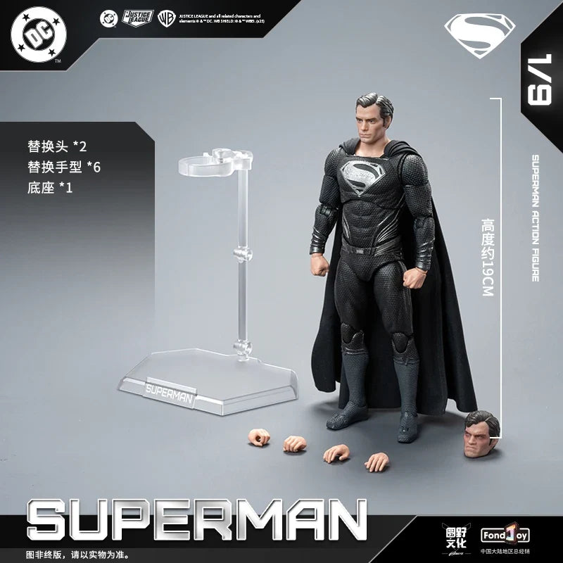 Genuine FondJoy Black Superman 2.0 Action Figure DC Zack Snyder'S Justice League Figures 1/9 Super Man PVC Model Doll Toy Kid