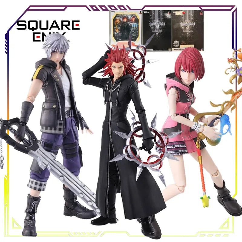 SQUAREENIX Original BRING ARTS Kingdom Hearts Series Axel\Kelly\Riku Anime Action Figure Model Toys Movable Model Gifts Fo Boys