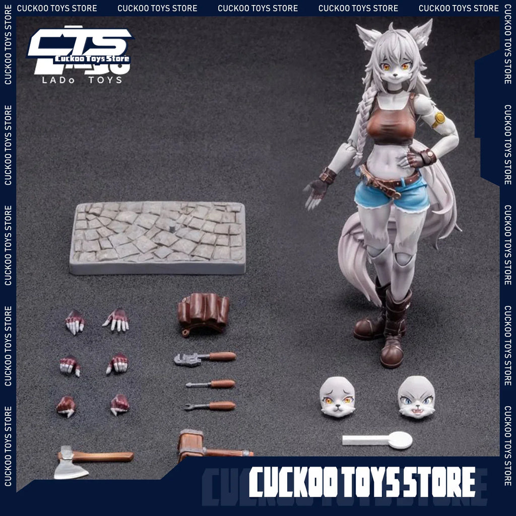 LADOTOYS ERA-001 1/12 Scale Liya Cute Wolf Sister Repairer Action Figures Soldier Movable Joints Anime Model Collection Toy Gift