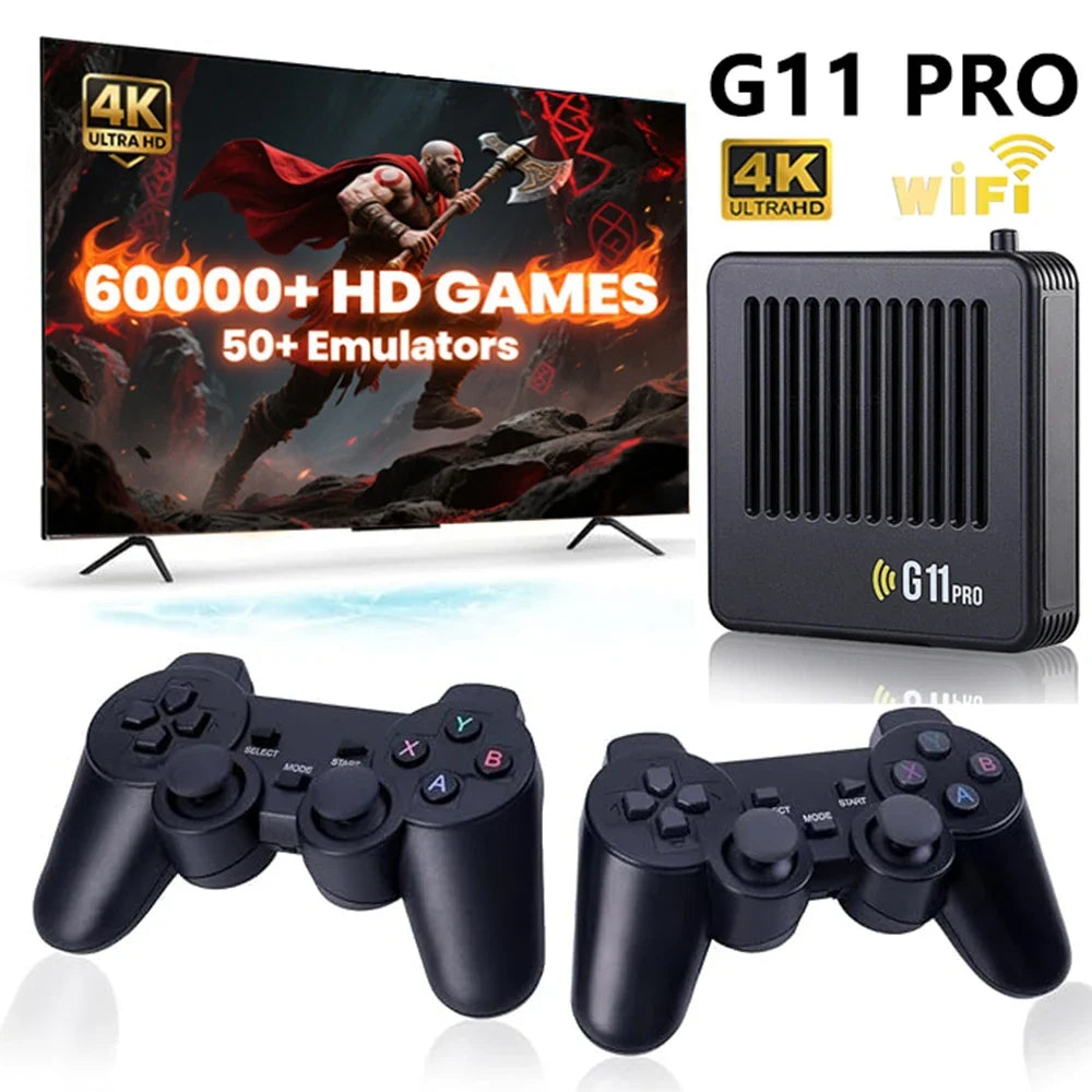 G11 Pro Built-in 60000 Games Super Console 4K HD 2.4G Wireless Gamepad 128GB 256GB Wireless Controller Emuelec 4.3 Dual System
