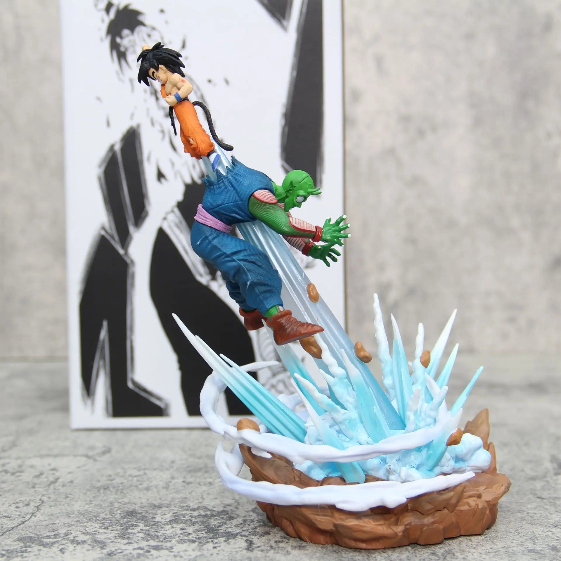 20cm Sky Dragon Ball Piccolo Vs Goku Anime Figure Resonance Model Statue Boys Collection Desktop Decoration Ornament Toys Gifts