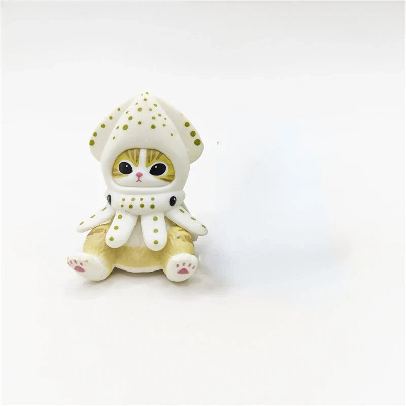 Mofusand Ocean Life Action Figure with Shrimp Cat, Q Cute Cartoon Toy, and Claw Machine Model Display