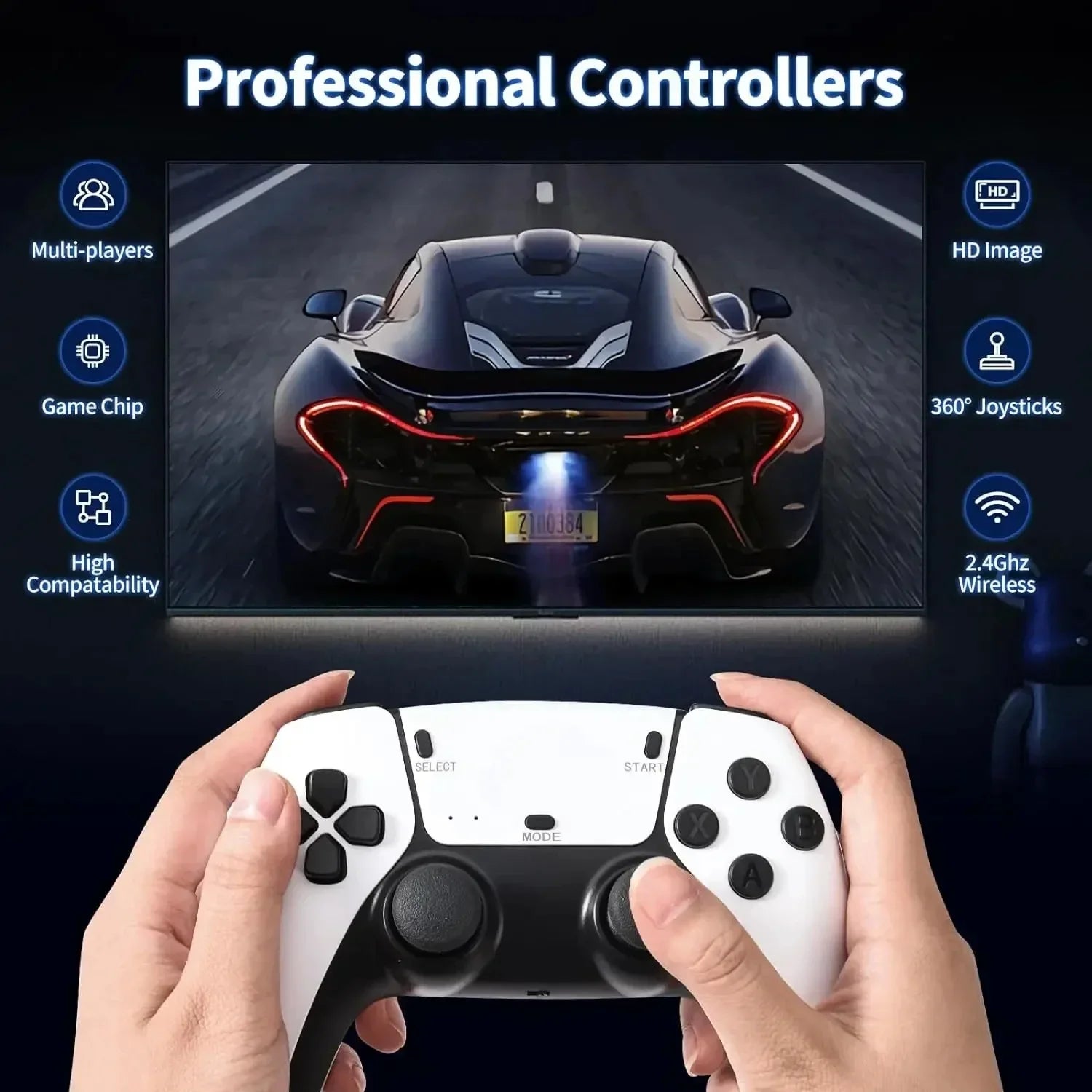 M15 Game Stick Mini TV Handheld Game Console 20000+ Retro GameWireless Gamepads Video Game 64G HD Output Two-player for PS1