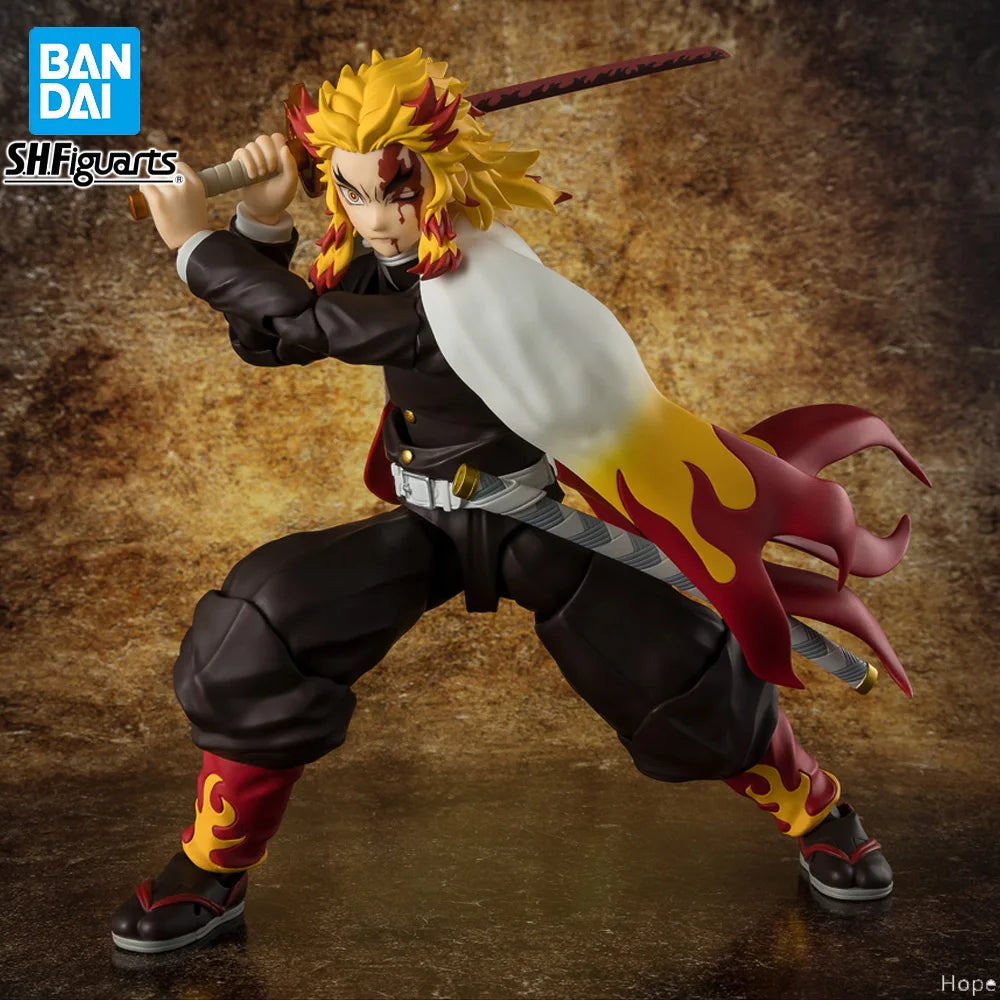 Officially Licensed BANDAI SHFiguarts Rengoku Kyoujurou Figure Anime Action Model Demon Slayer Figure Genuine Toy