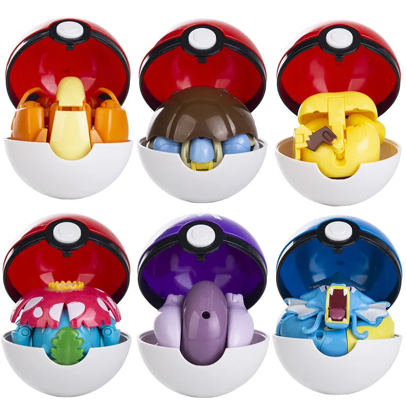 About Pokemon Anime Figure Charizard Pikachu Gyarados  Pocket Monster Figure Pokeball Action Deformation Toy Model Children Gift