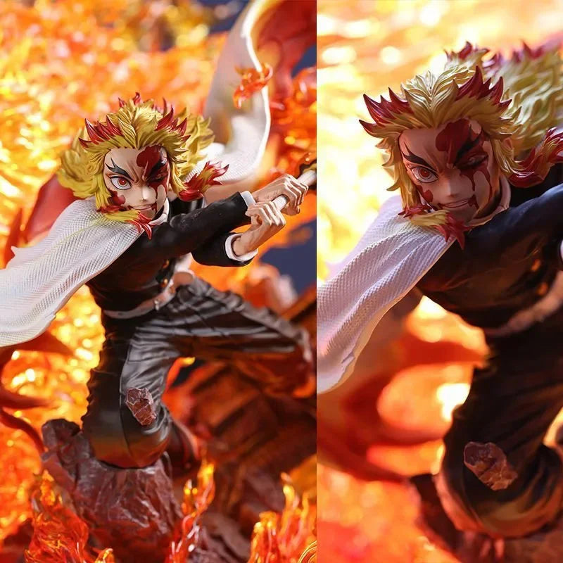 27cm Anime Demon Slayer Gk Figurine Rengoku Kyoujurou Action Figure Fantasy PVC Collection Ornament Model Creative Toys Gifts