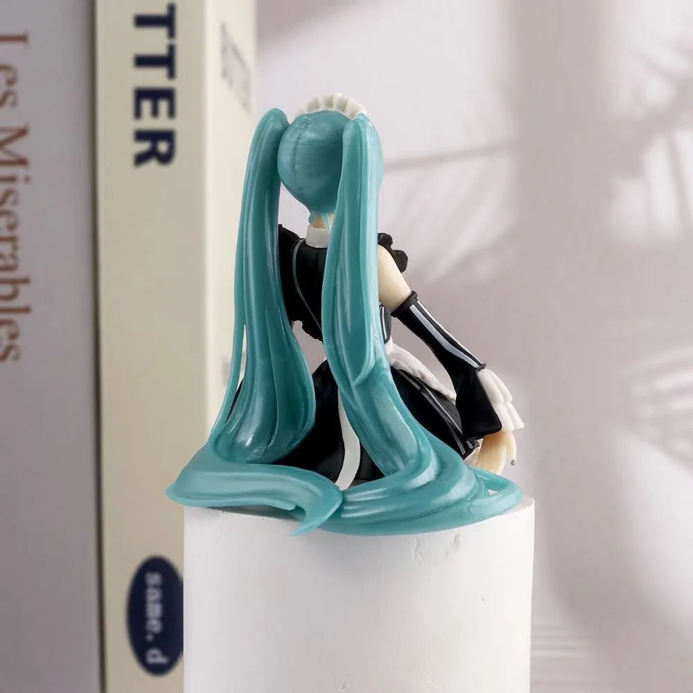 14cm New Anime Hatsune Miku  Virtual Singer Manga Sitting posture Model Toys computer desk cake  decoration cute toys free ship