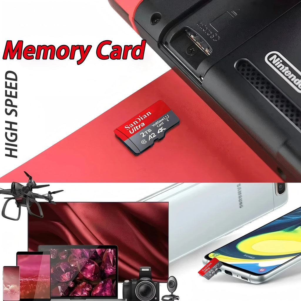 New 2TB Micro TF/SD Card 256GB 512GB Class 10 High Speed Memory Card Large Capacity 1TB Memory SD Card for Laptop/MAC/Phones