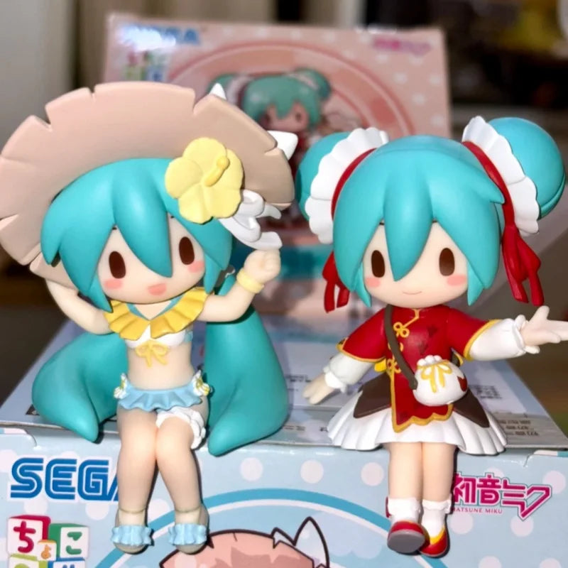 Original Sega Hatsune Miku Action Figure Decoration Collection Kawaii Q Version Trendy Fashion Creative Desktop Xmas Gift Toys