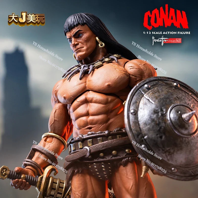 Frazettagirl 1/12 Collectible Destroyer Conan Warrior Action Figure Different Helmet Sword Model Design 6" Full Set Male Soldier