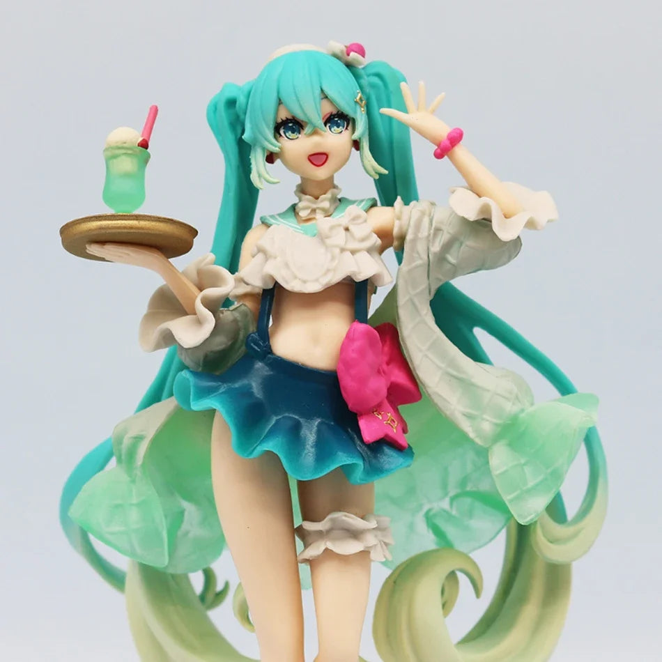 Judai Exceed Creative VOCALOID Hatsune Miku Melon Soda Float PVC Action Figure Model Doll Toys In Stock