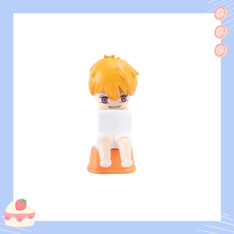 4pcs/Set Chainsaw Man Anime Figures Q Version Mini Denji Power Action Figures PVC Model Toys Doll Collectible Ornament Boys Gift